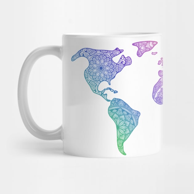 Colorful World Map Mandala Rainbow colors by designsbygulmohar